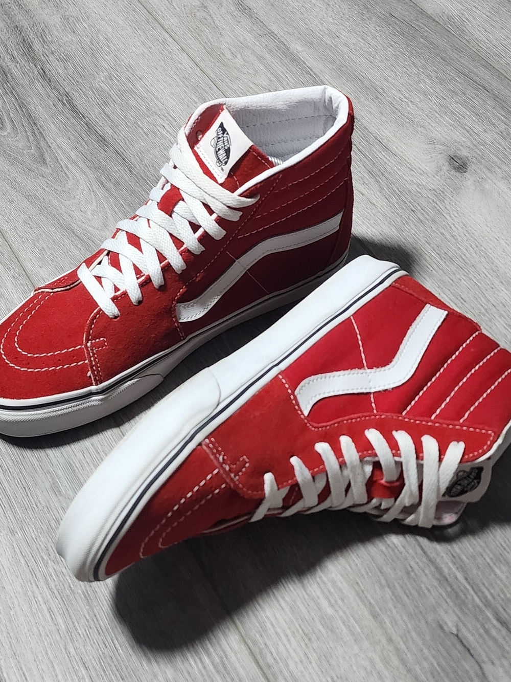 Vans Sk8 Hi High Top Red Suede Sneakers Mens Size 9.5 Womens Size 11